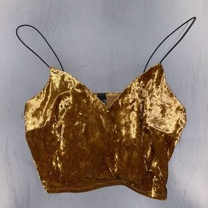 Gold velvet crop top